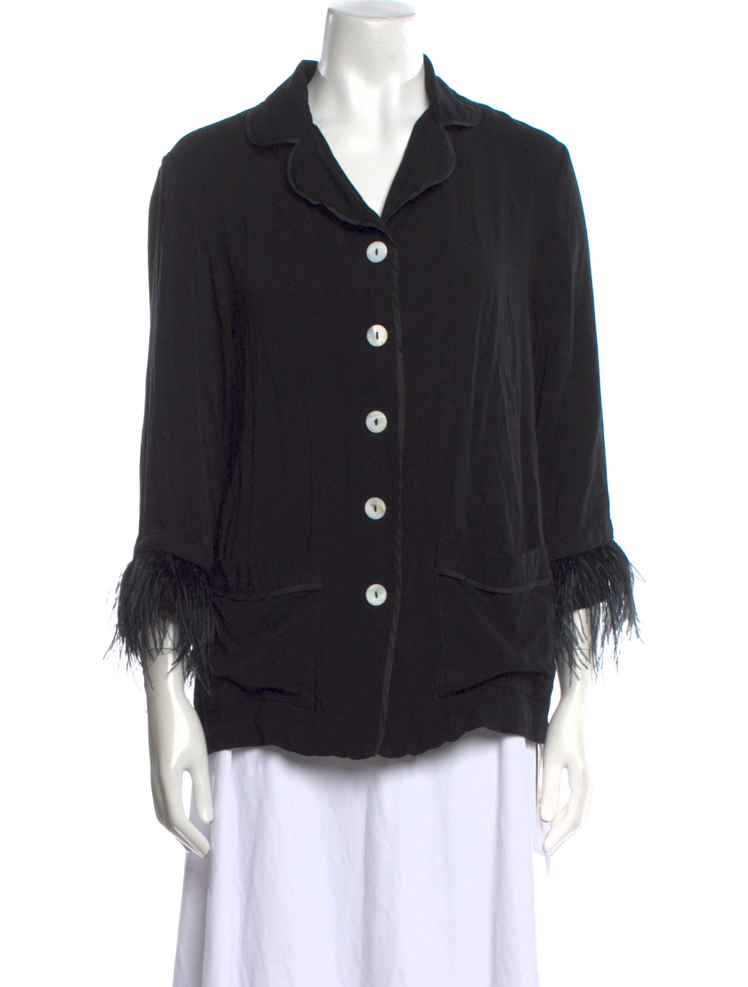 Sleeper Three-Quarter Sleeve Button-Up Top