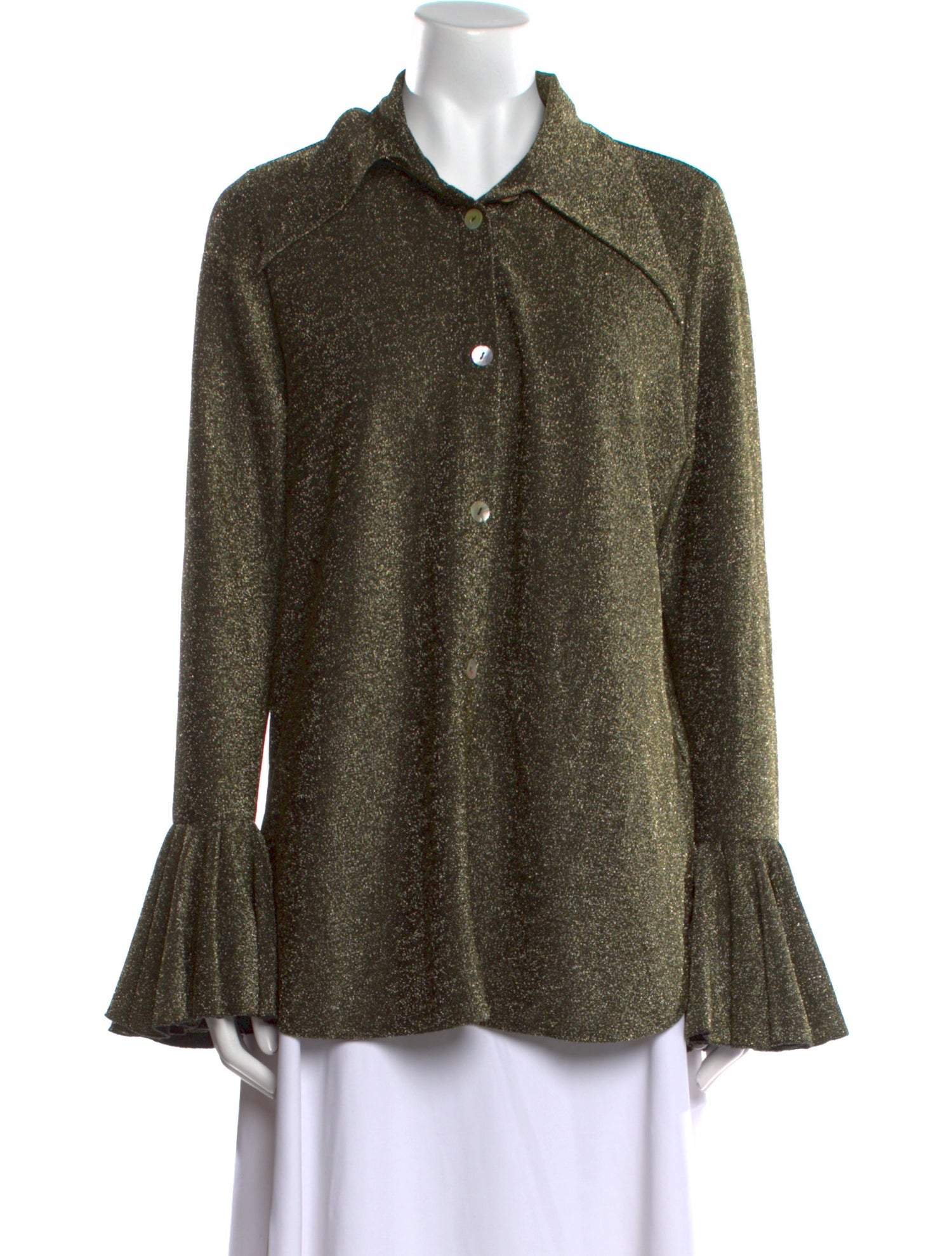 Sleeper Nylon Printed Button-Up Top