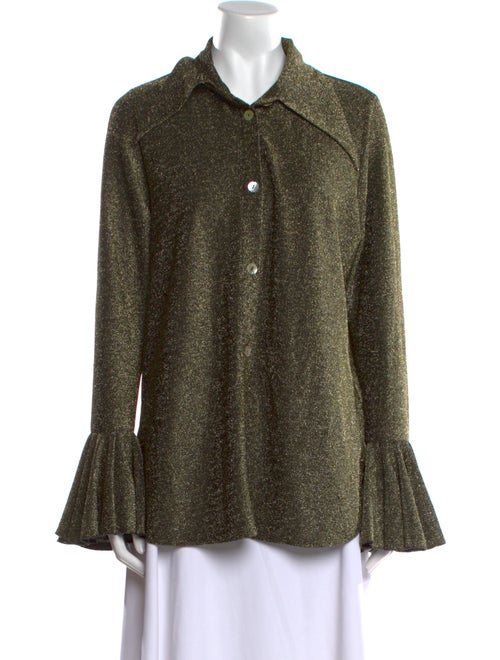 Sleeper Nylon Printed Button-Up Top