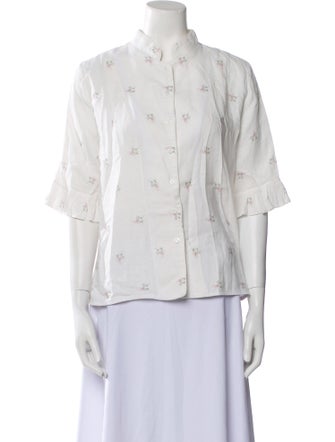 Sleeper Linen Floral Print Button-Up Top