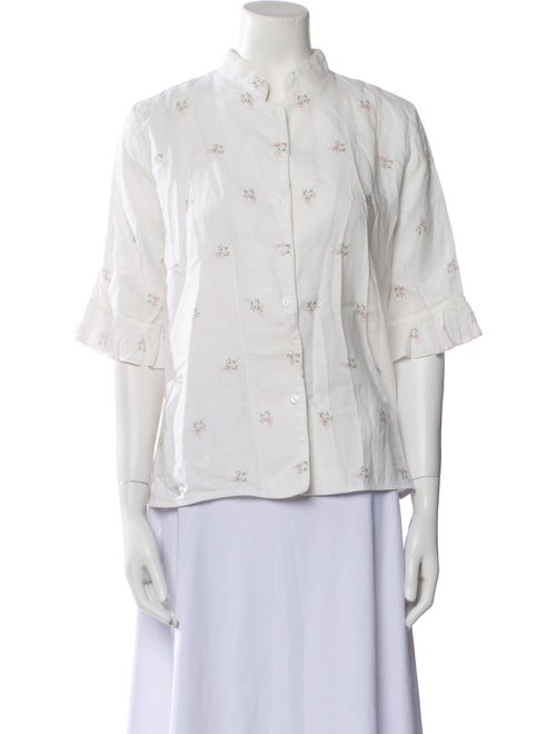 Sleeper Linen Floral Print Button-Up Top