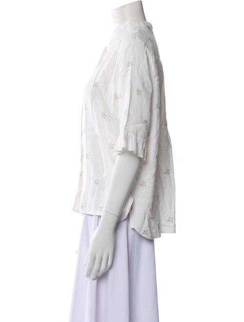 Sleeper Linen Floral Print Button-Up Top