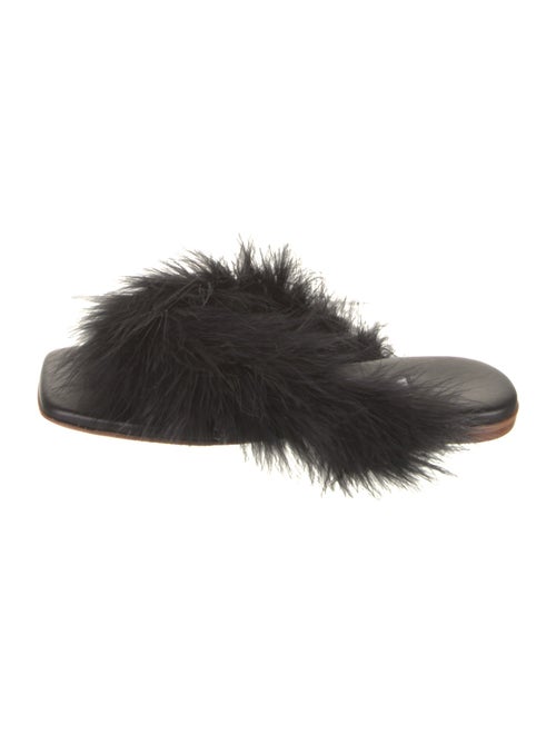 Sleeper Leather Feather Trim Mules