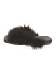 Sleeper Leather Feather Trim Mules