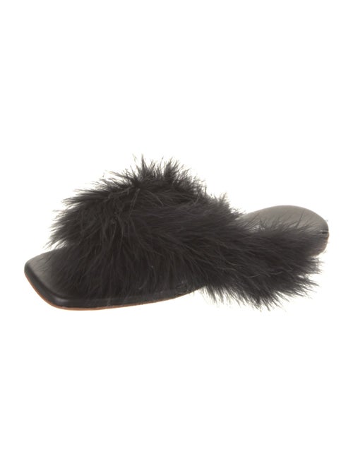 Sleeper Leather Feather Trim Mules