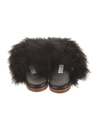Sleeper Leather Feather Trim Mules