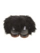 Sleeper Leather Feather Trim Mules