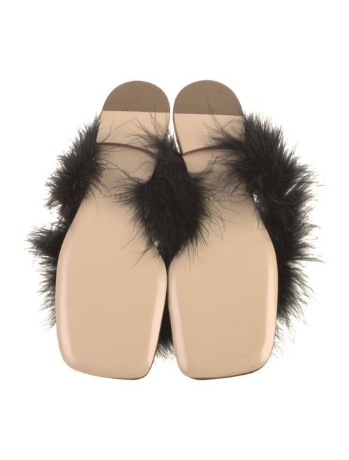 Sleeper Leather Feather Trim Mules