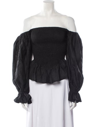 Sleeper Linen Off-The-Shoulder Blouse