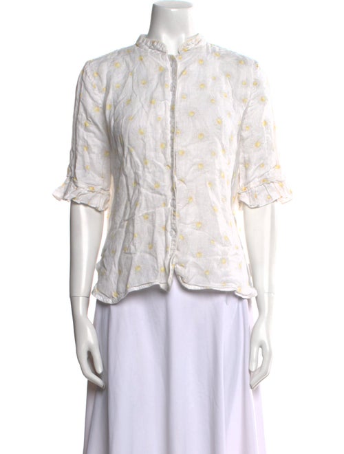 Sleeper Linen Floral Print Button-Up Top
