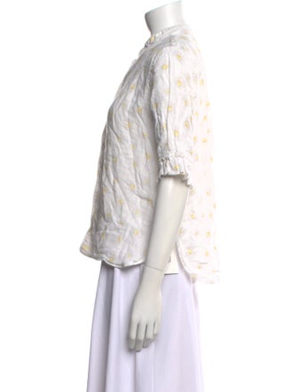 Sleeper Linen Floral Print Button-Up Top