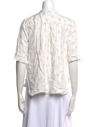 Sleeper Linen Floral Print Button-Up Top