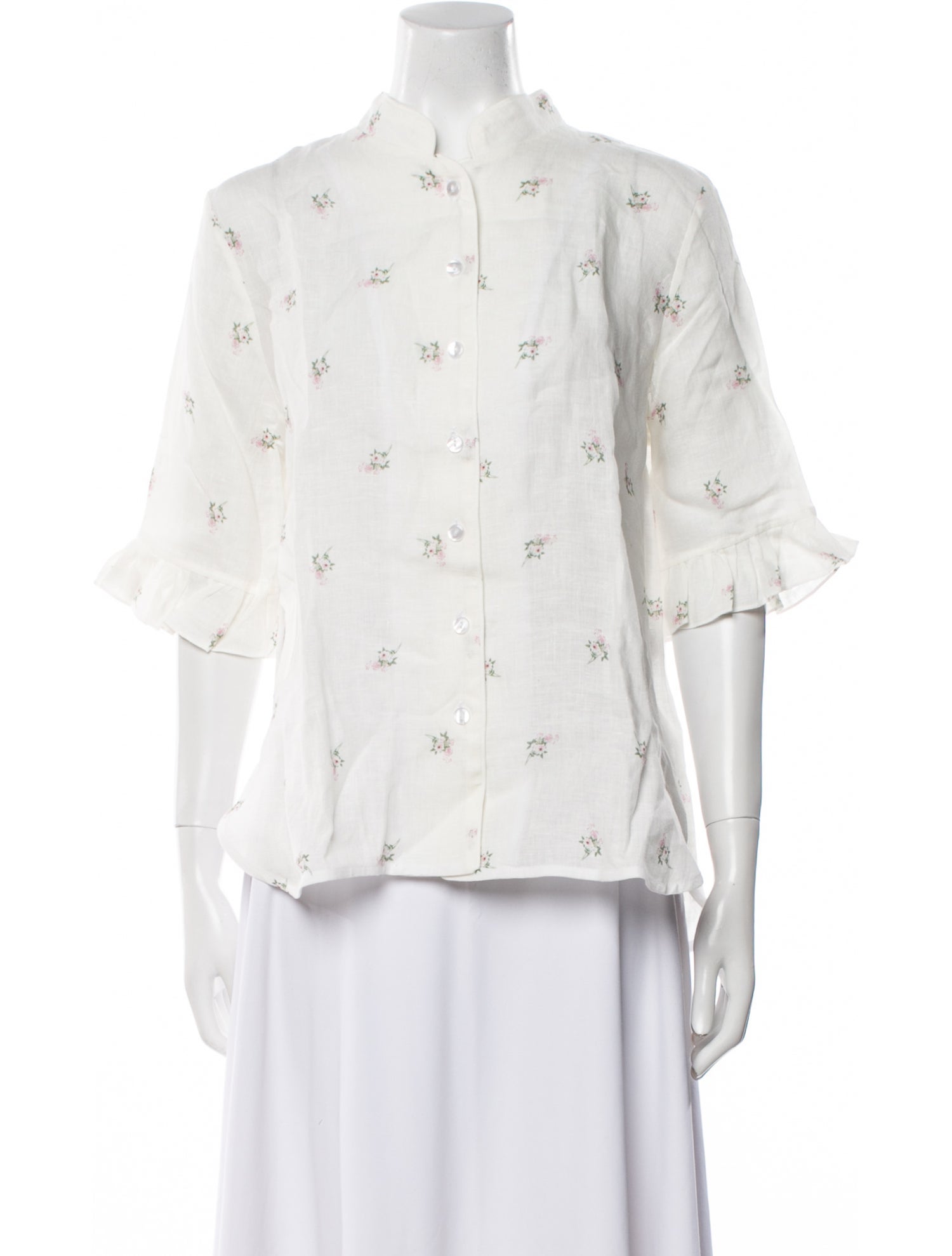 Sleeper Linen Printed Button-Up Top