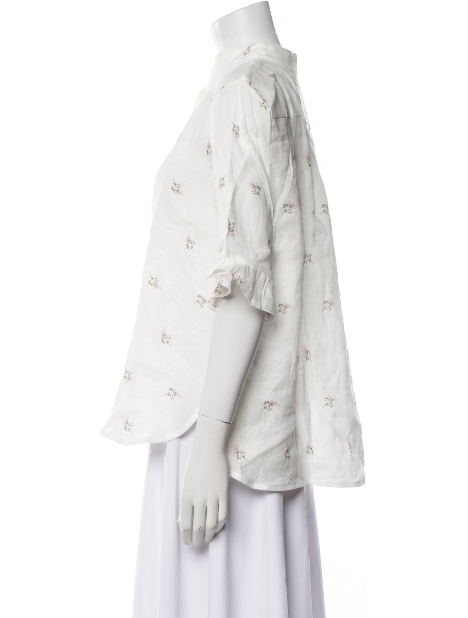 Sleeper Linen Printed Button-Up Top