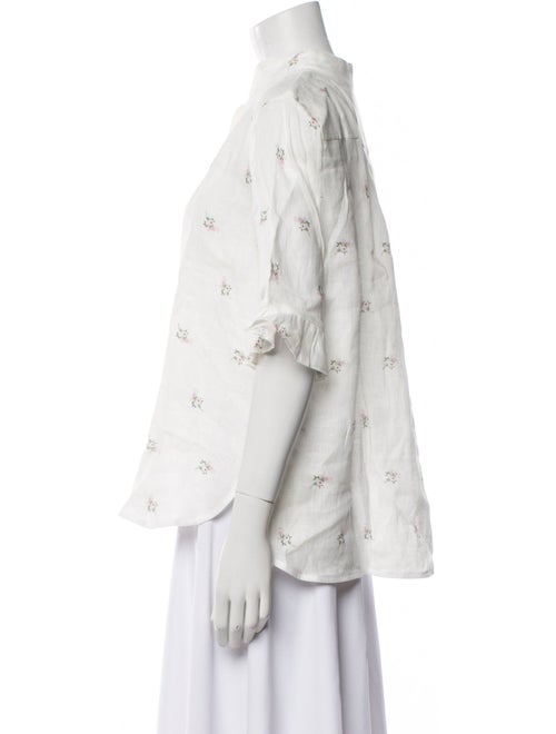 Sleeper Linen Printed Button-Up Top