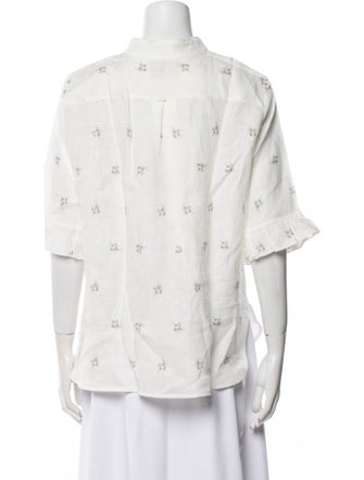 Sleeper Linen Printed Button-Up Top