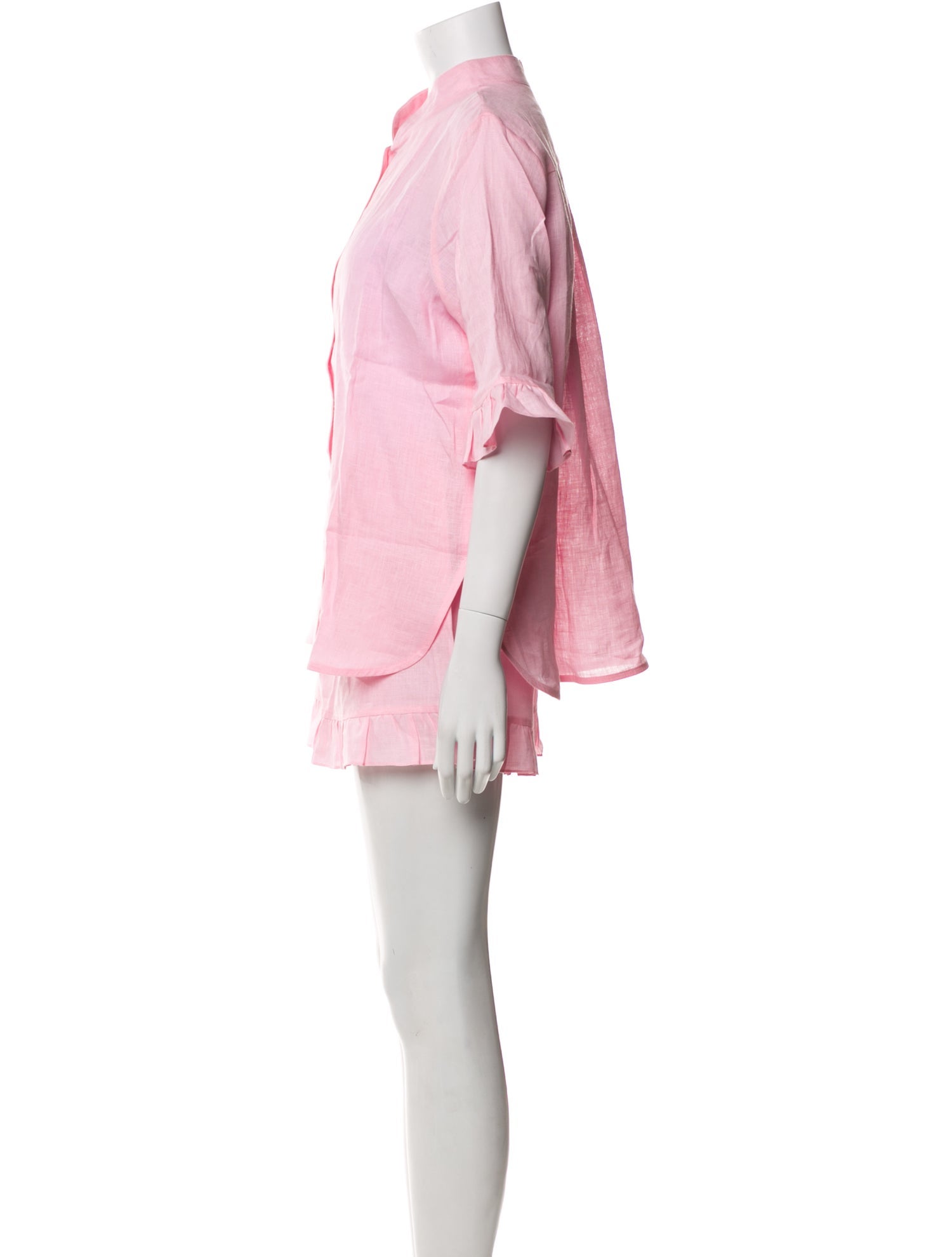 Sleeper Linen Ruffle Embellishment Short Set