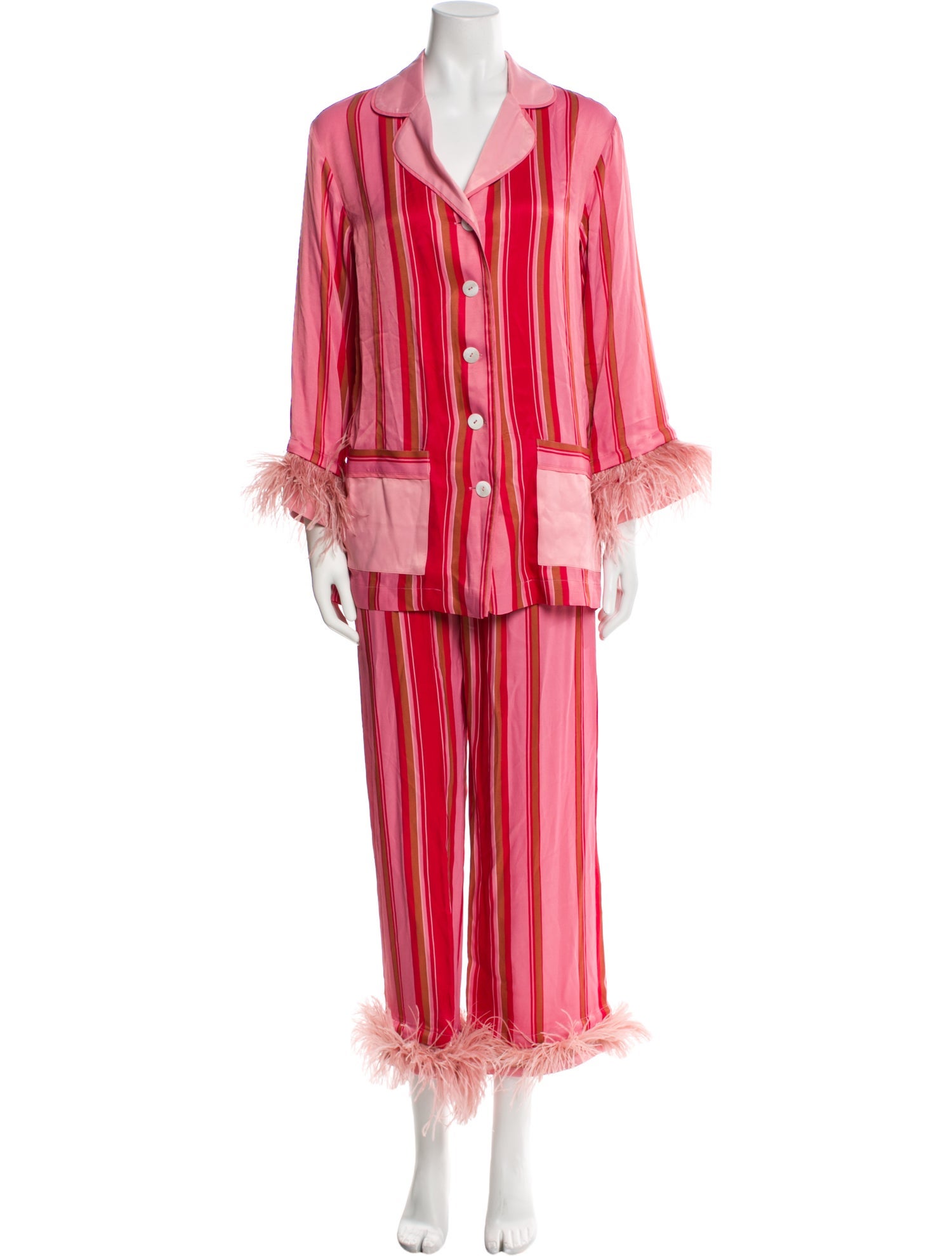 Sleeper Striped Feather Trim Pajamas