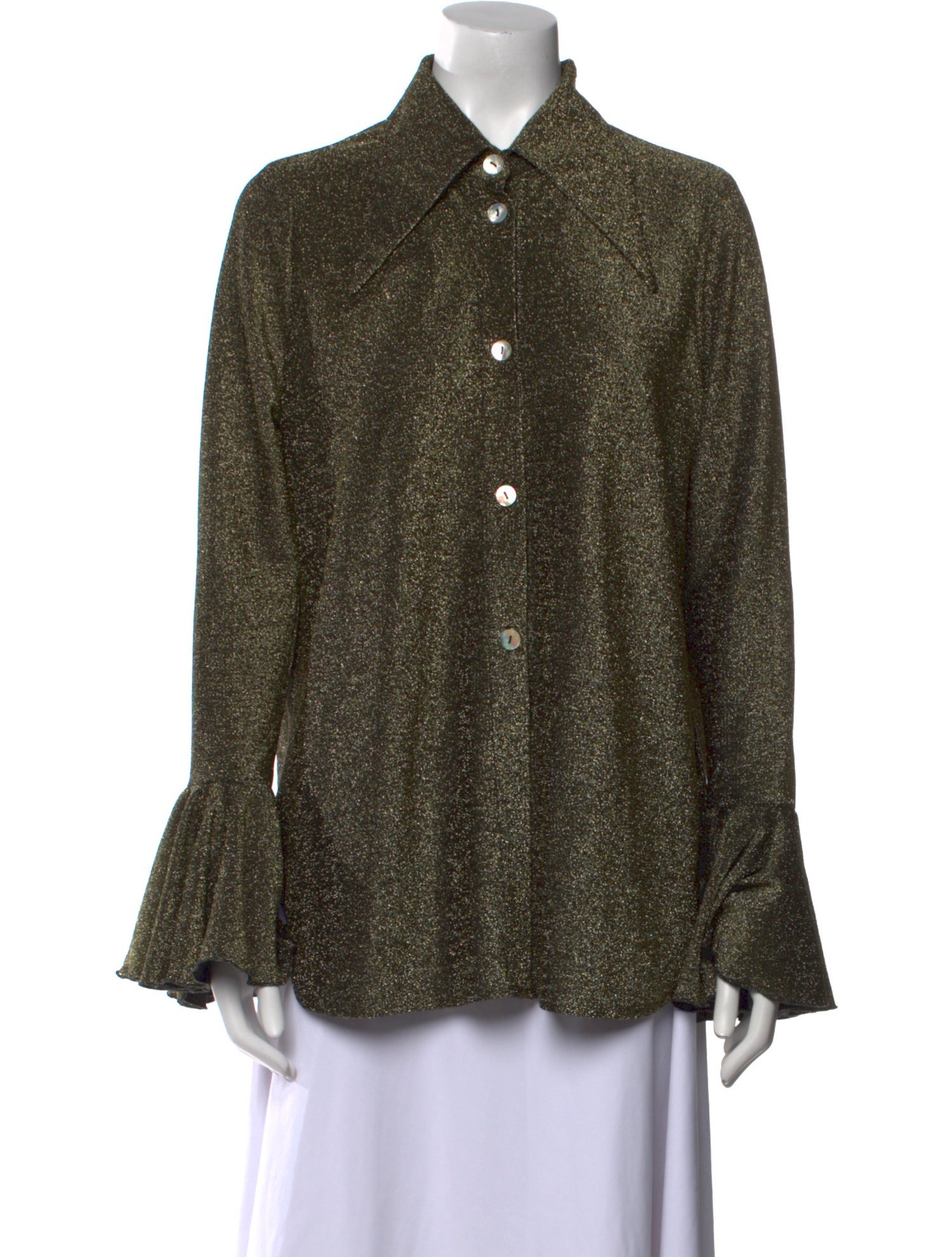 Sleeper Printed Long Sleeve Button-Up Top