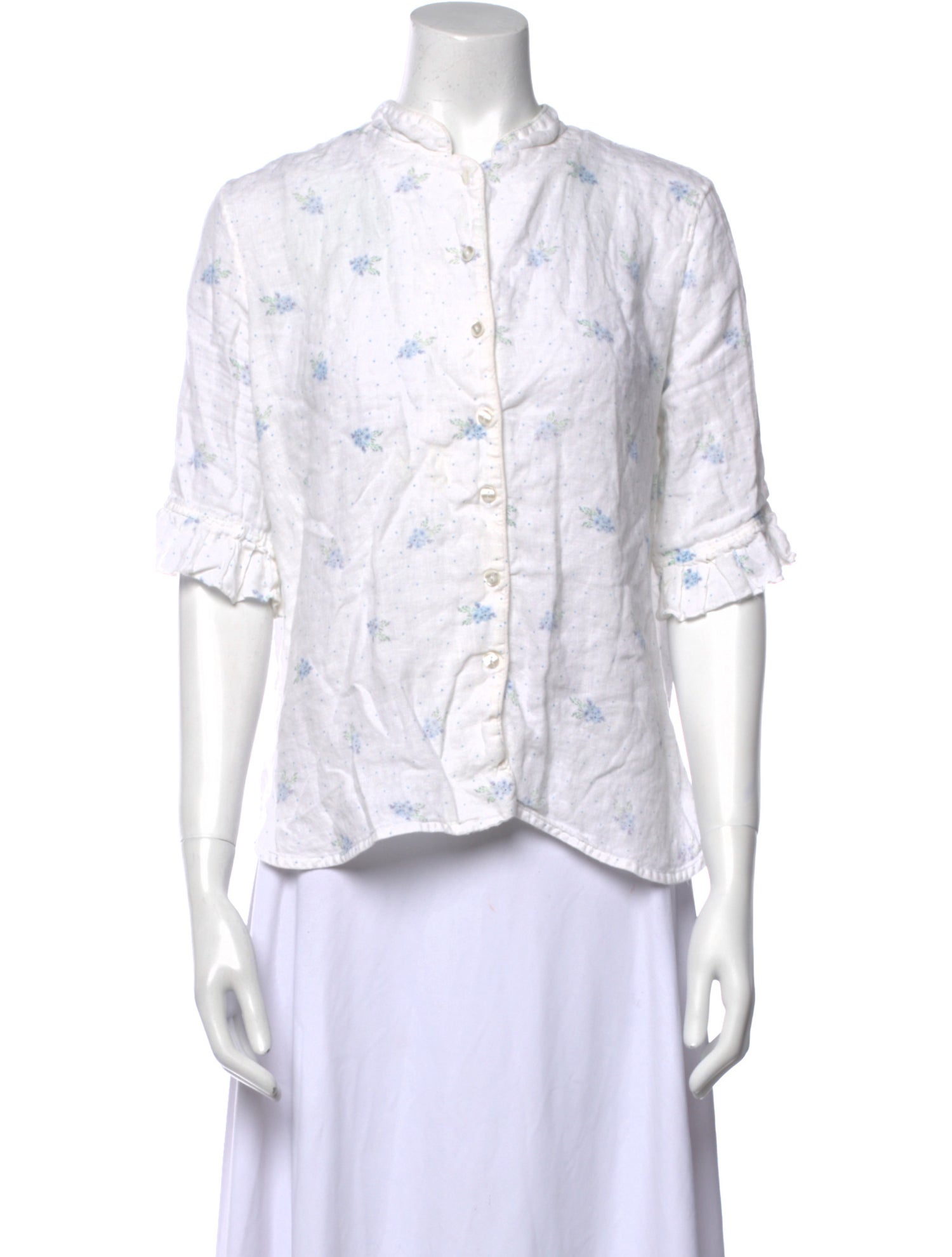 Sleeper Linen Printed Button-Up Top
