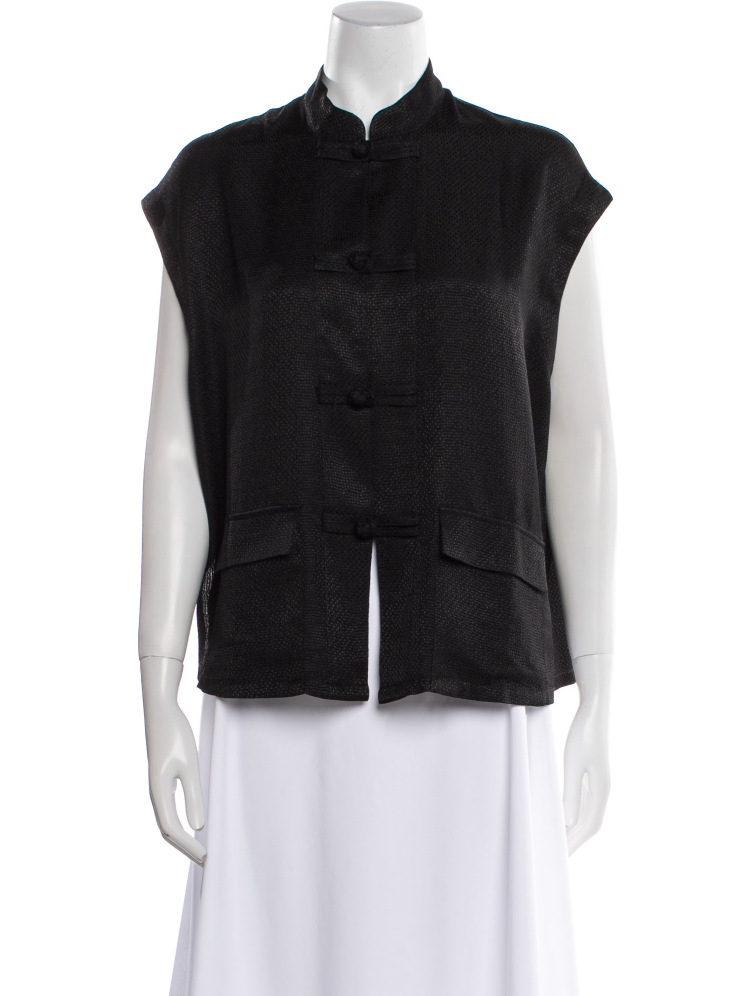 Sleeper Mock Neck Short Sleeve Button-Up Top w/ Tags