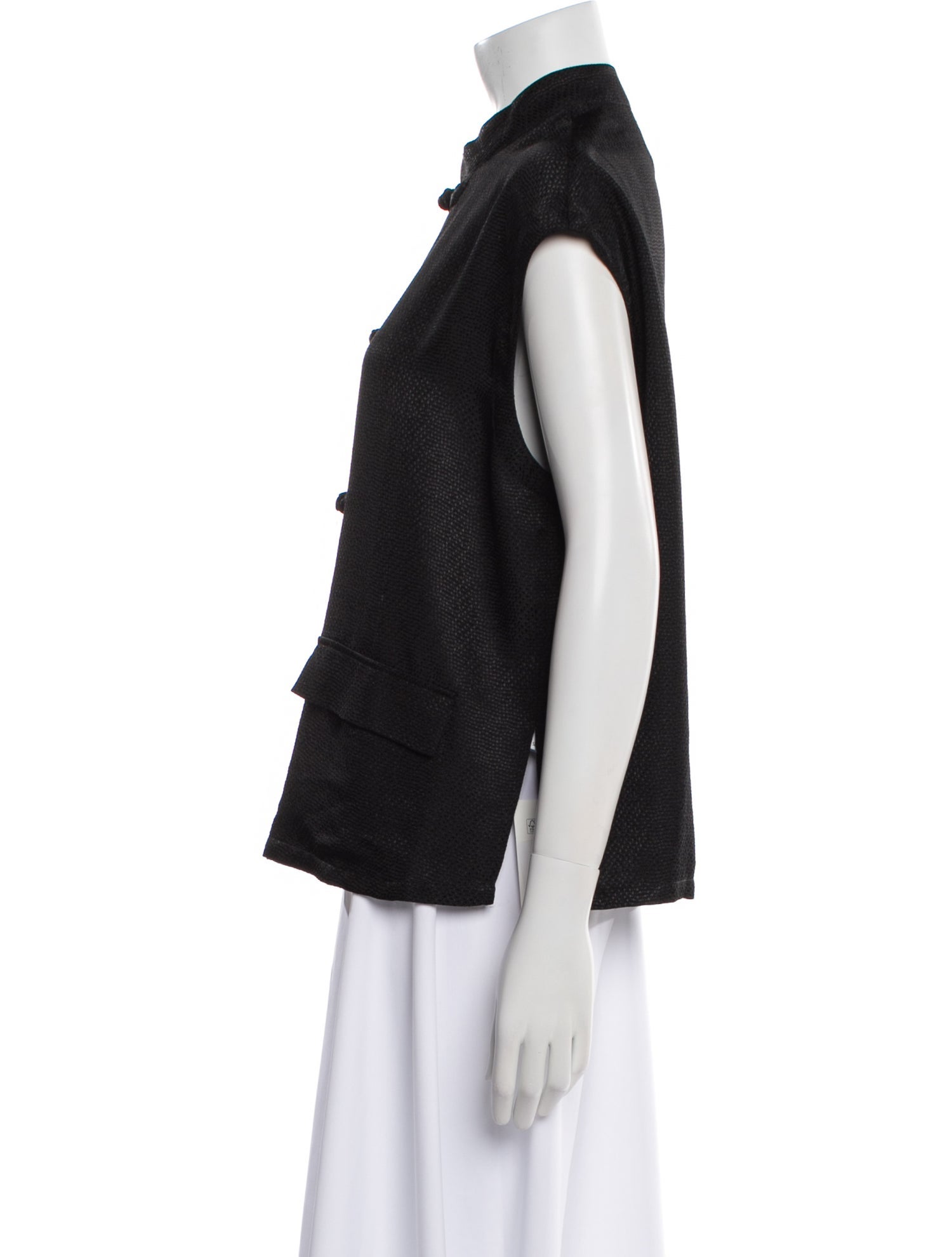 Sleeper Mock Neck Short Sleeve Button-Up Top w/ Tags