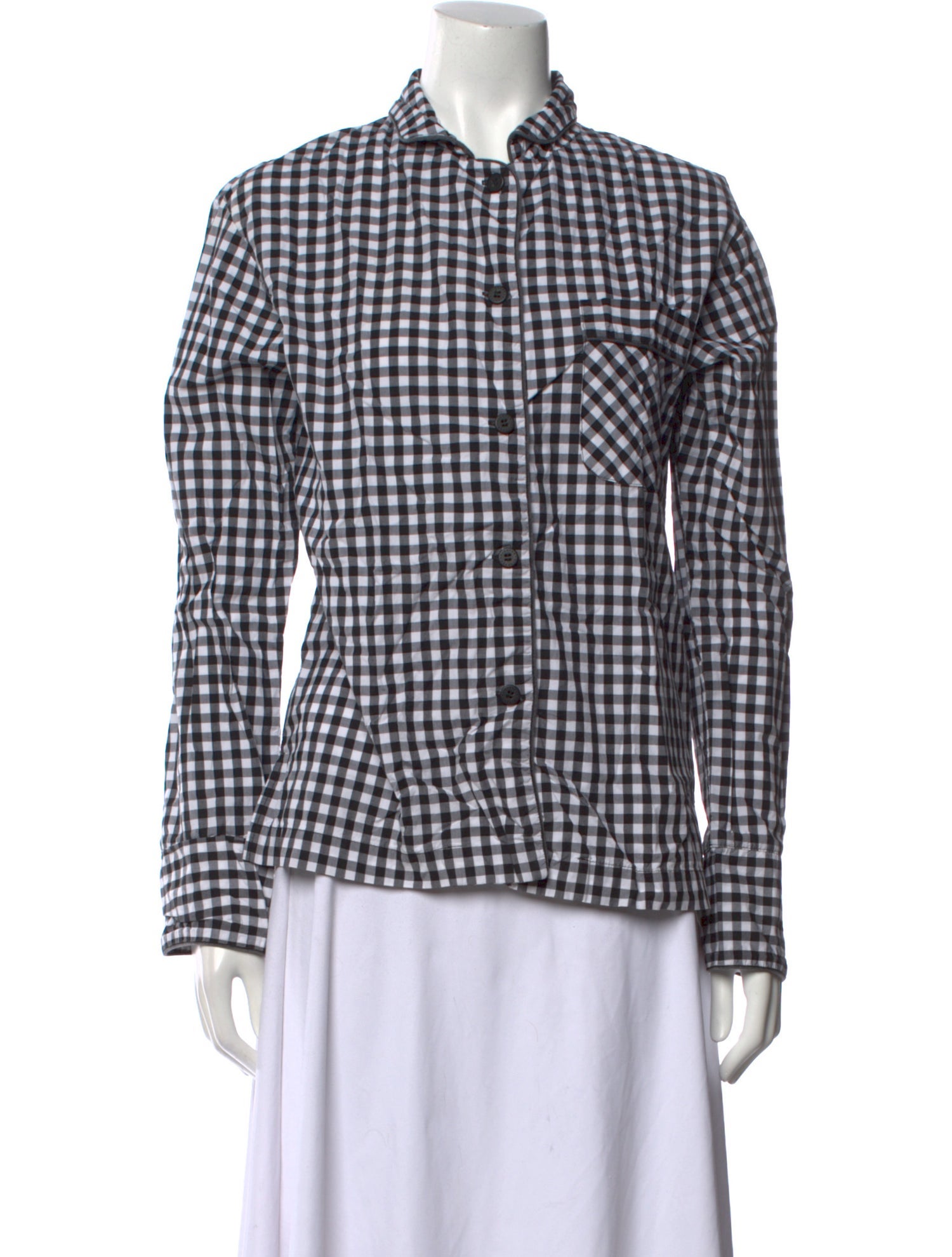 Sleeper Plaid Print Long Sleeve Button-Up Top