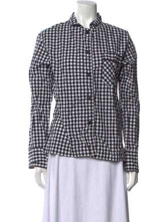 Sleeper Plaid Print Long Sleeve Button-Up Top