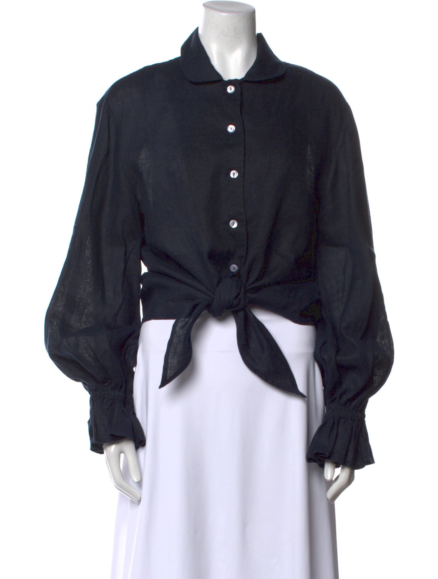 Sleeper Linen Long Sleeve Crop Top