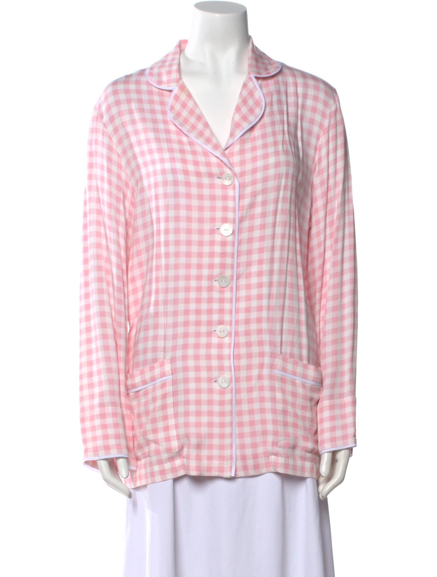 Sleeper Plaid Print Long Sleeve Button-Up Top