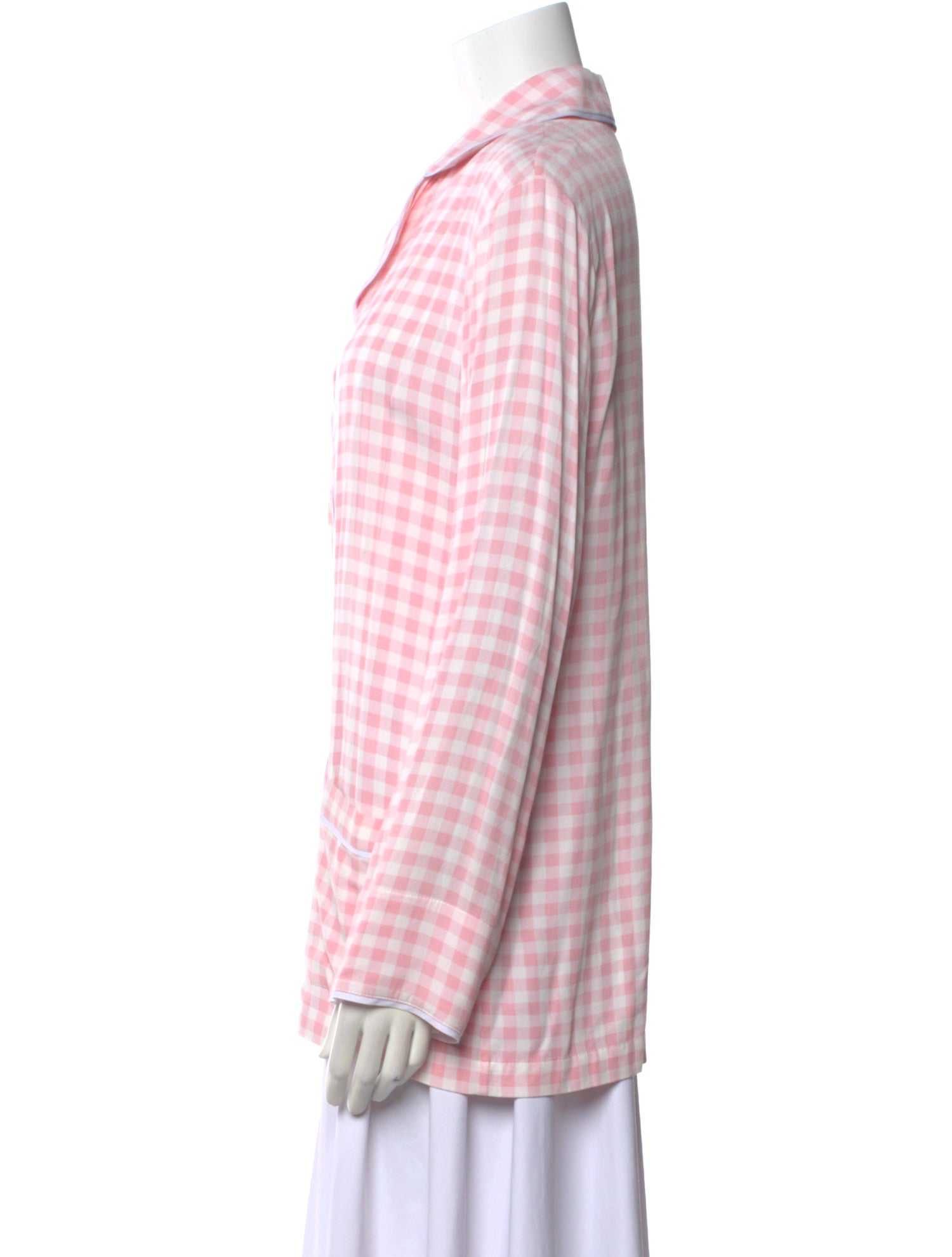 Sleeper Plaid Print Long Sleeve Button-Up Top