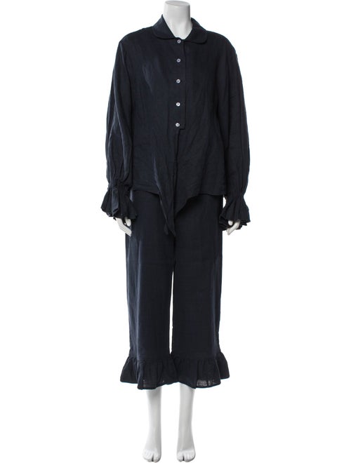 Sleeper Linen Ruffle Embellishment Pant Set