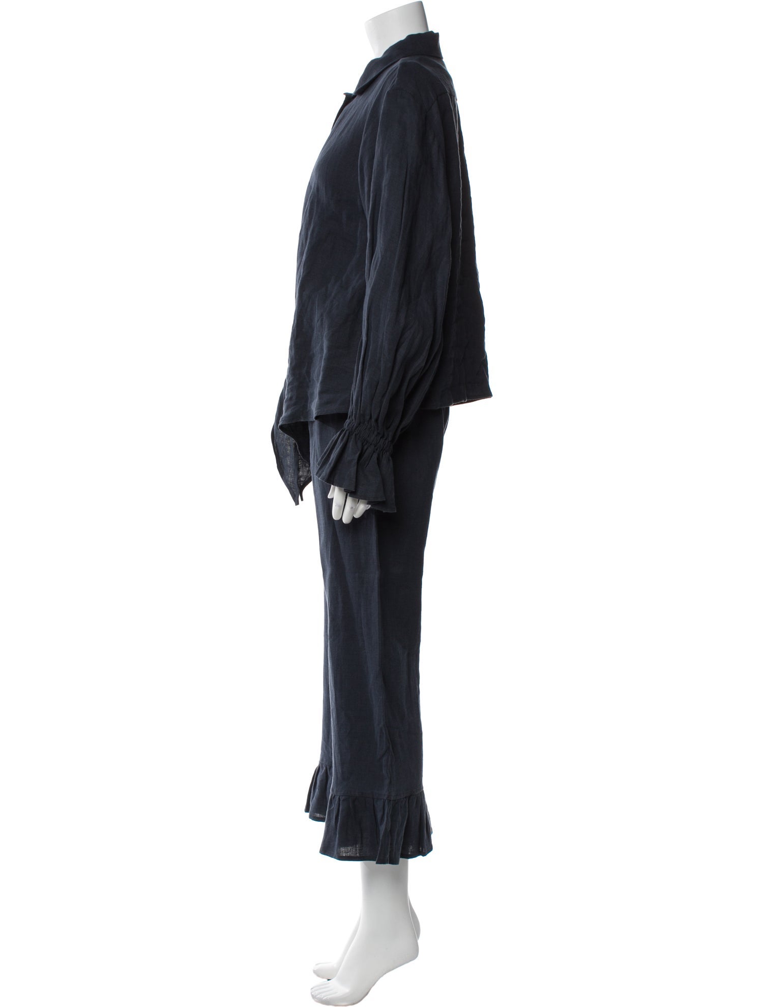 Sleeper Linen Ruffle Embellishment Pant Set