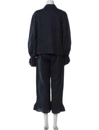 Sleeper Linen Ruffle Embellishment Pant Set