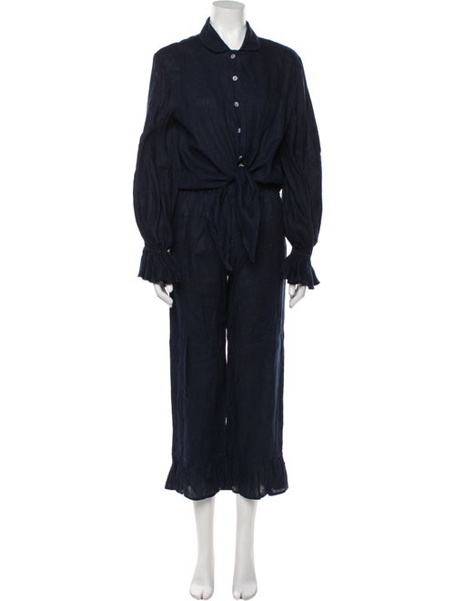 Sleeper Linen Ruffle Embellishment Pant Set