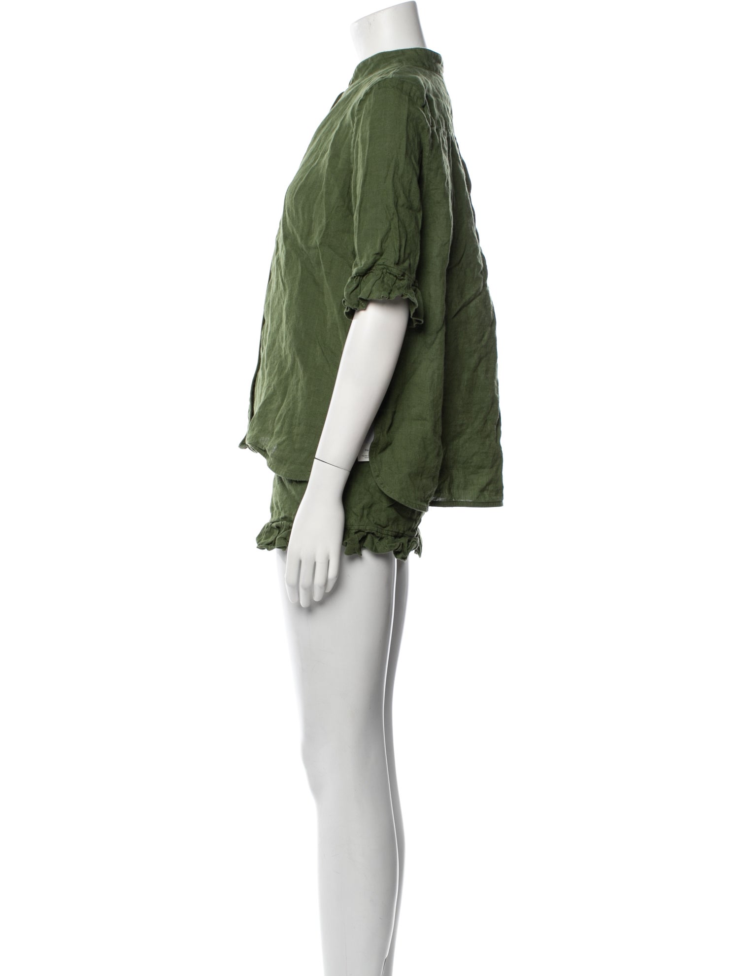 Sleeper Linen Ruffle Embellishment Short Set