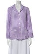Sleeper Plaid Print V-Neck Button-Up Top