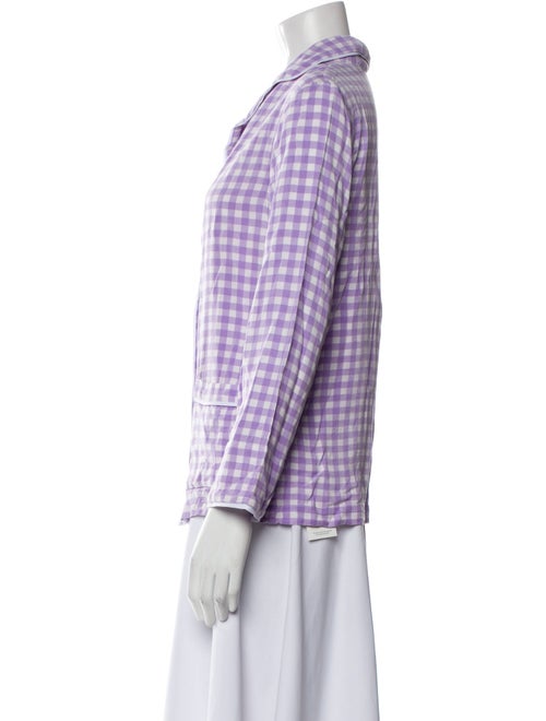 Sleeper Plaid Print V-Neck Button-Up Top