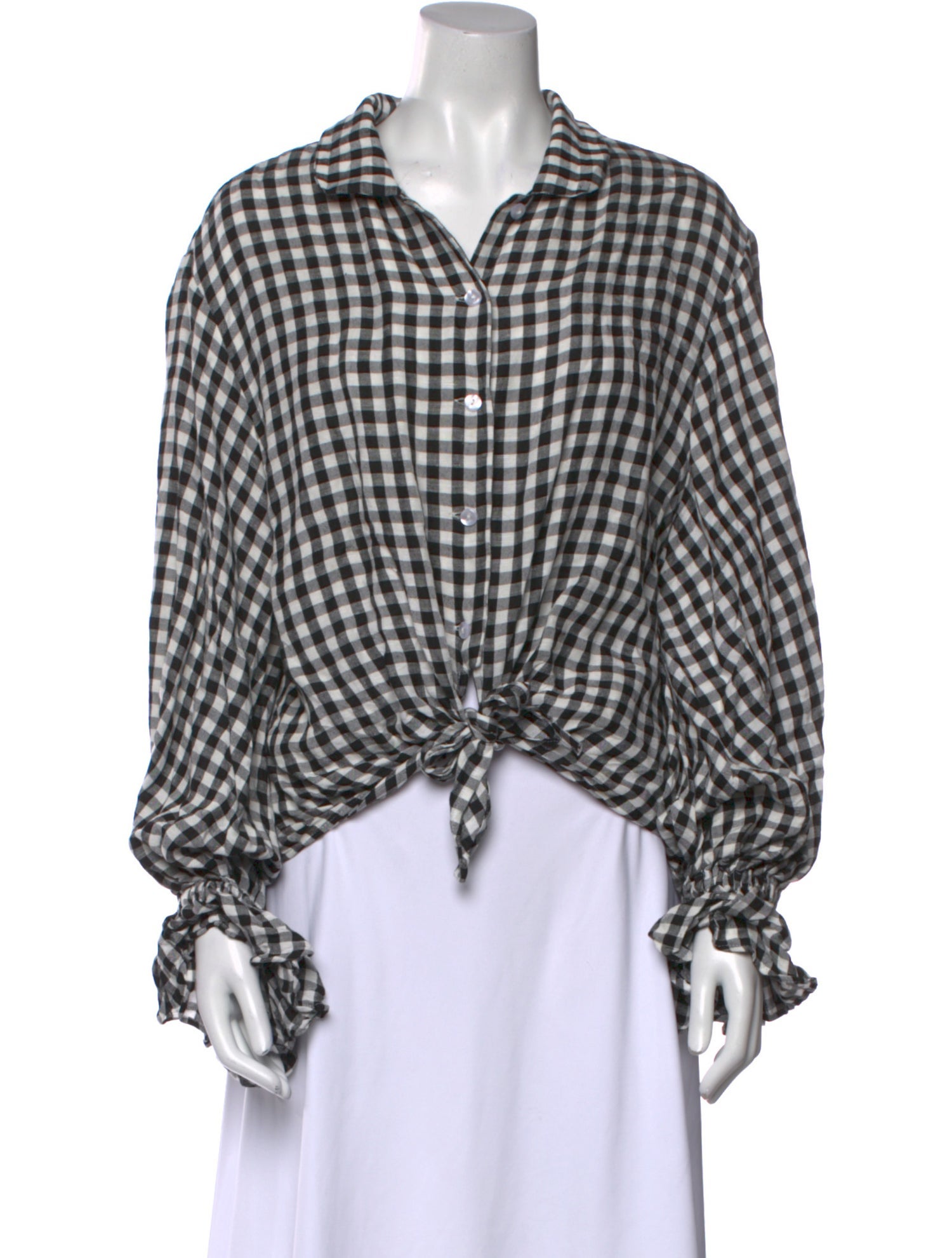 Sleeper Plaid Print Long Sleeve Blouse