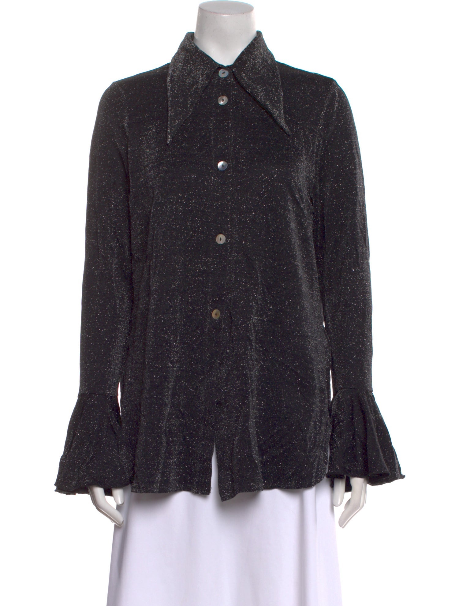 Sleeper Printed Long Sleeve Button-Up Top