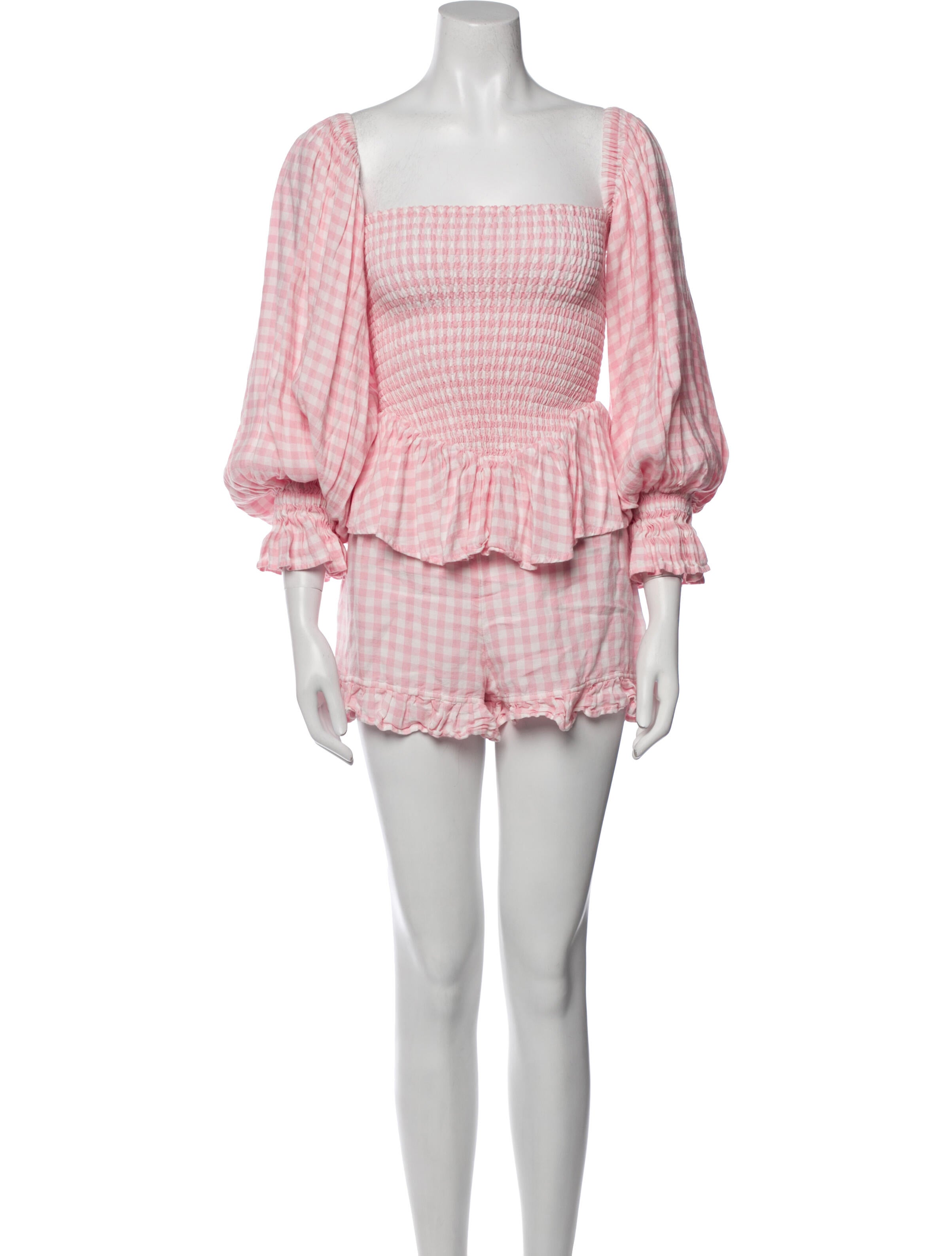 Sleeper Linen Plaid Print Short Set