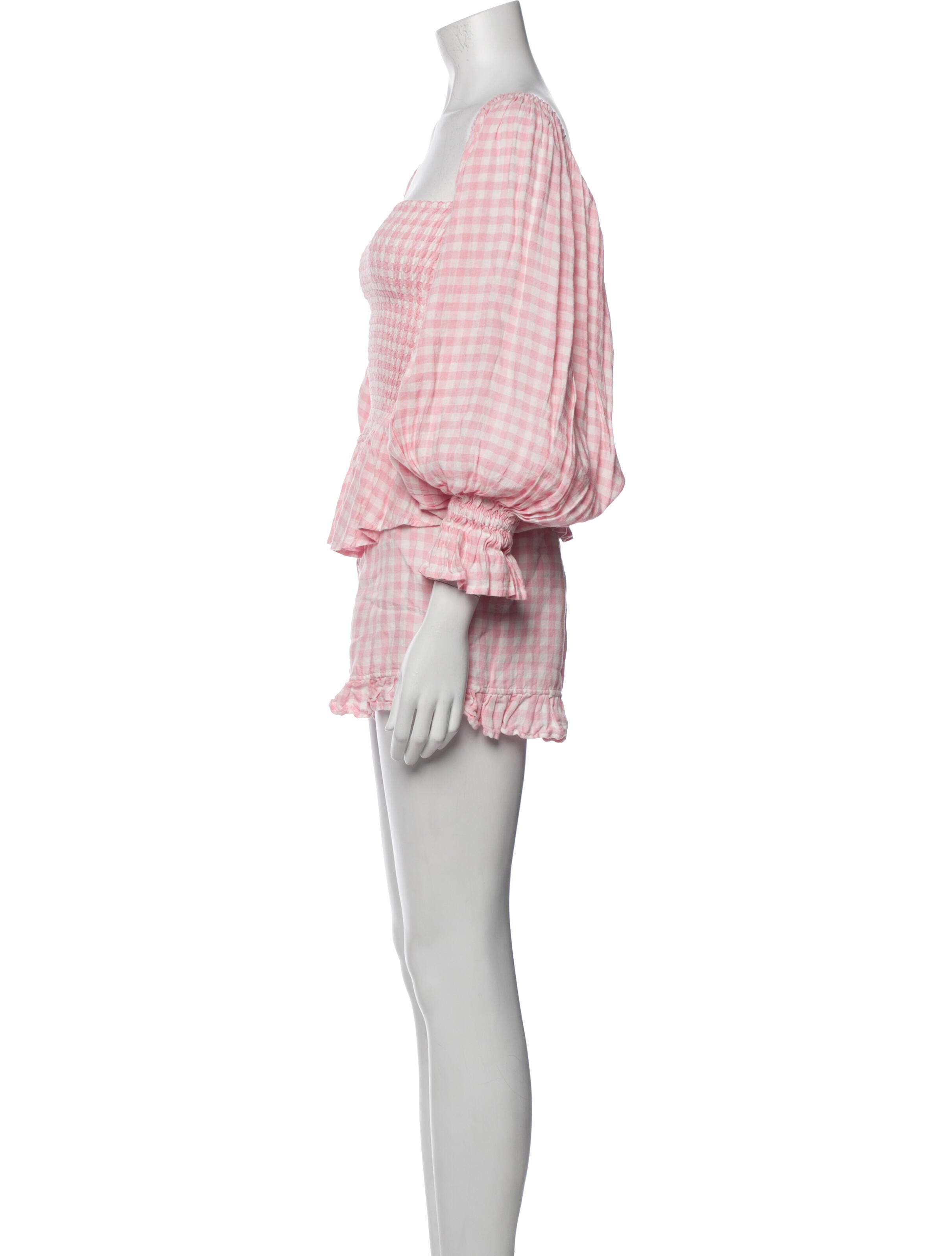 Sleeper Linen Plaid Print Short Set