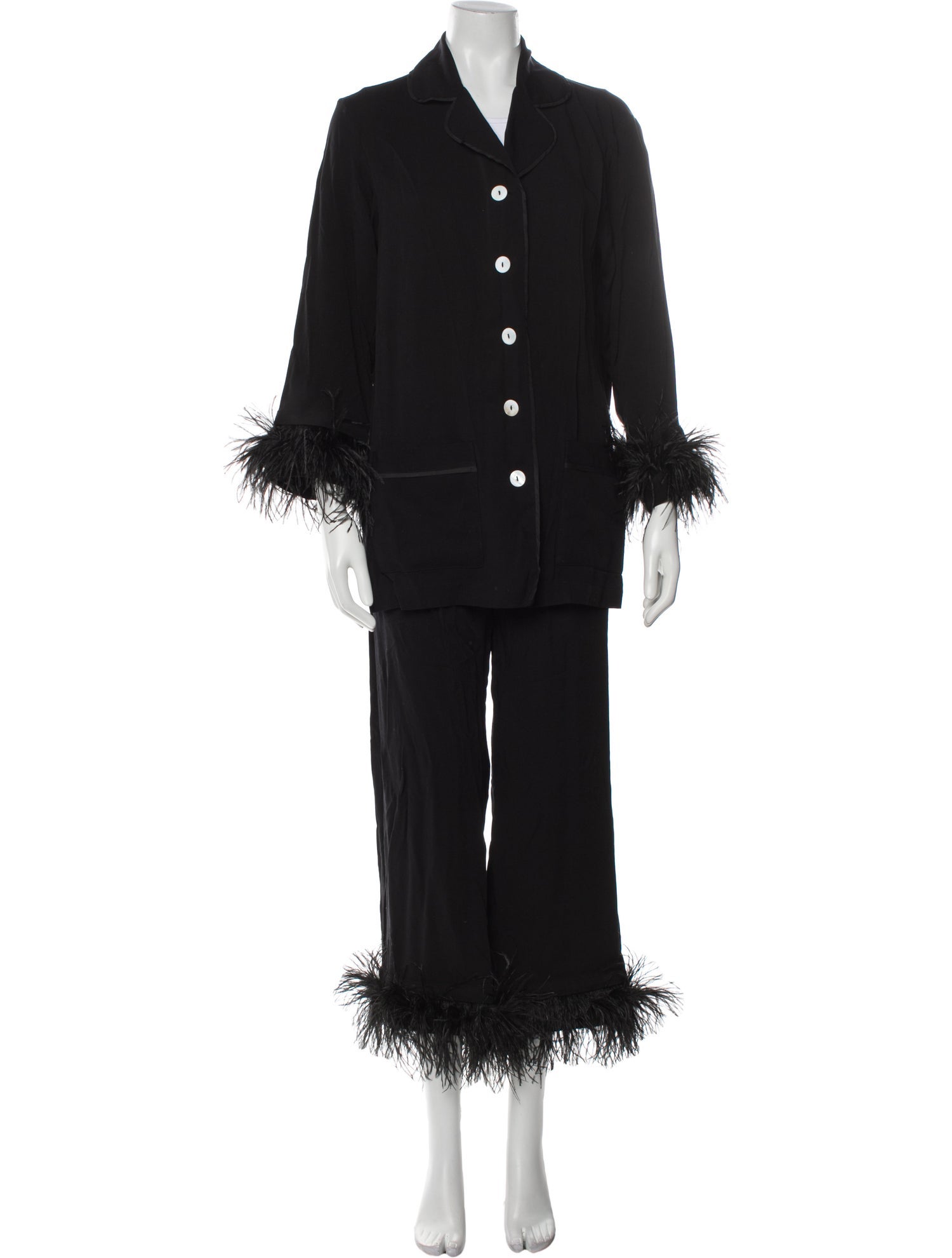 Sleeper Feather Trim Pant Set w/ Tags