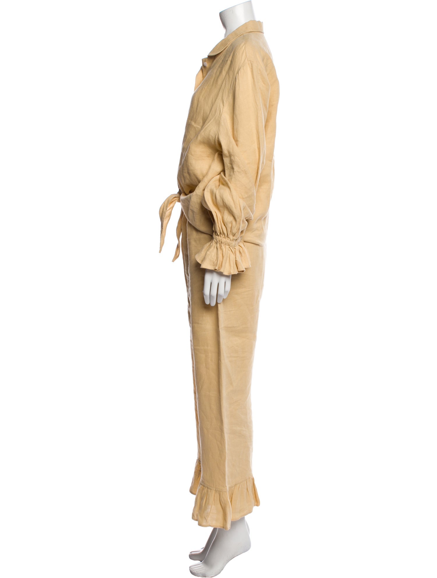 Sleeper Linen Ruffle Embellishment Pant Set