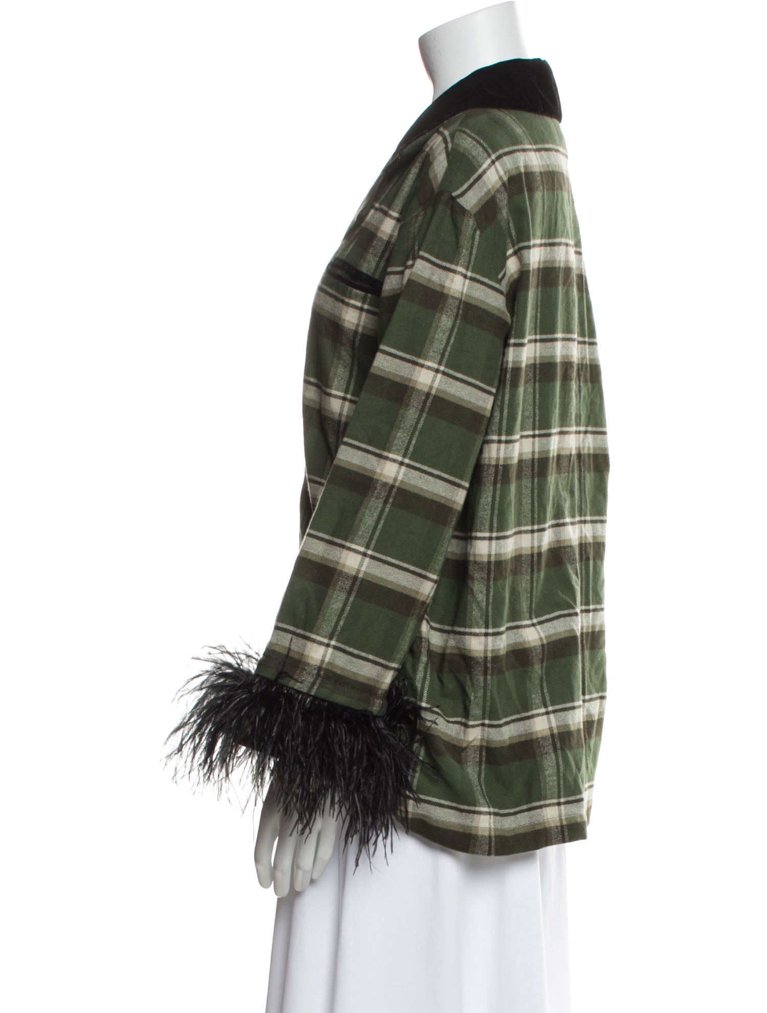 Sleeper Plaid Print Long Sleeve Button-Up Top w/ Tags