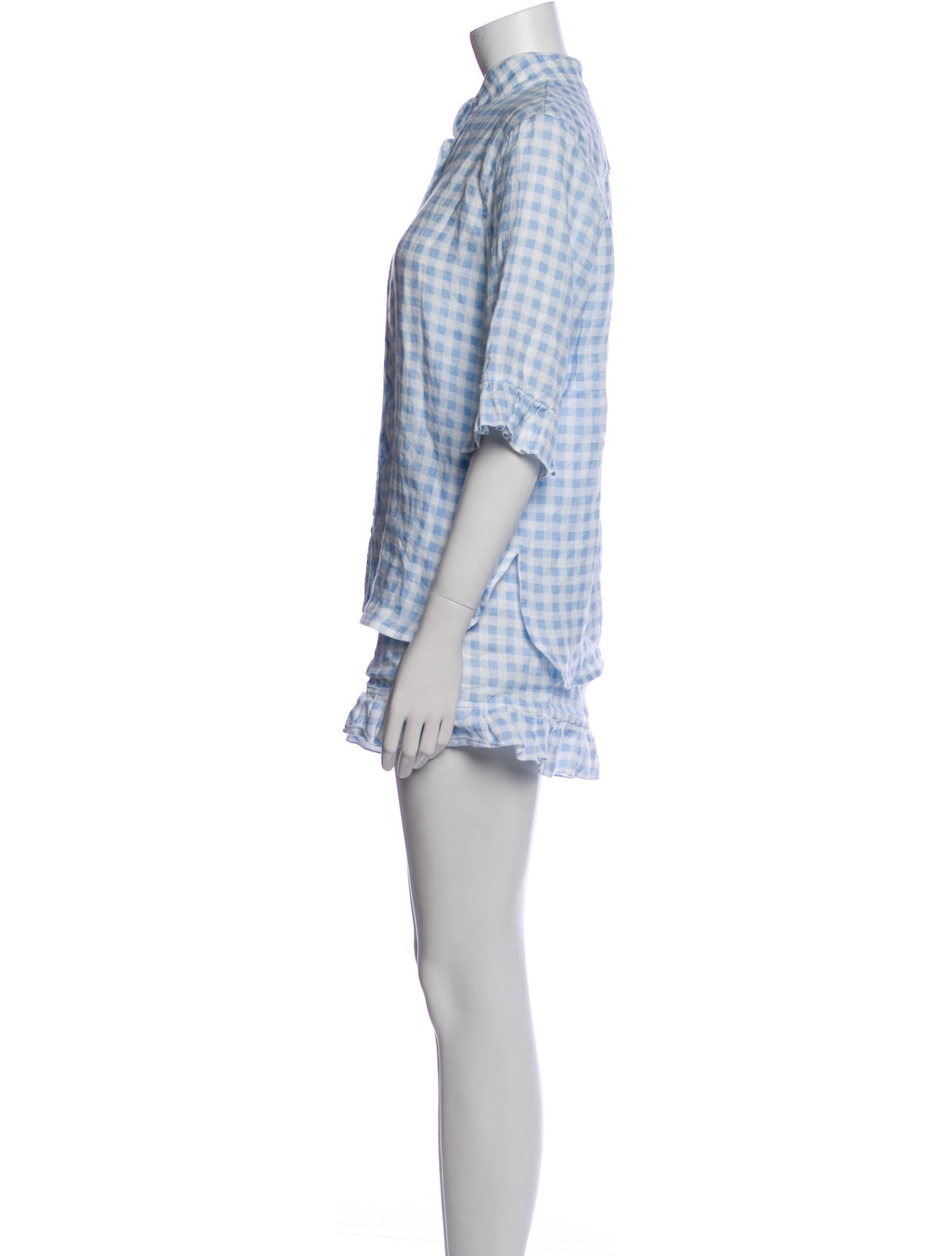 Sleeper Linen Plaid Print Short Set