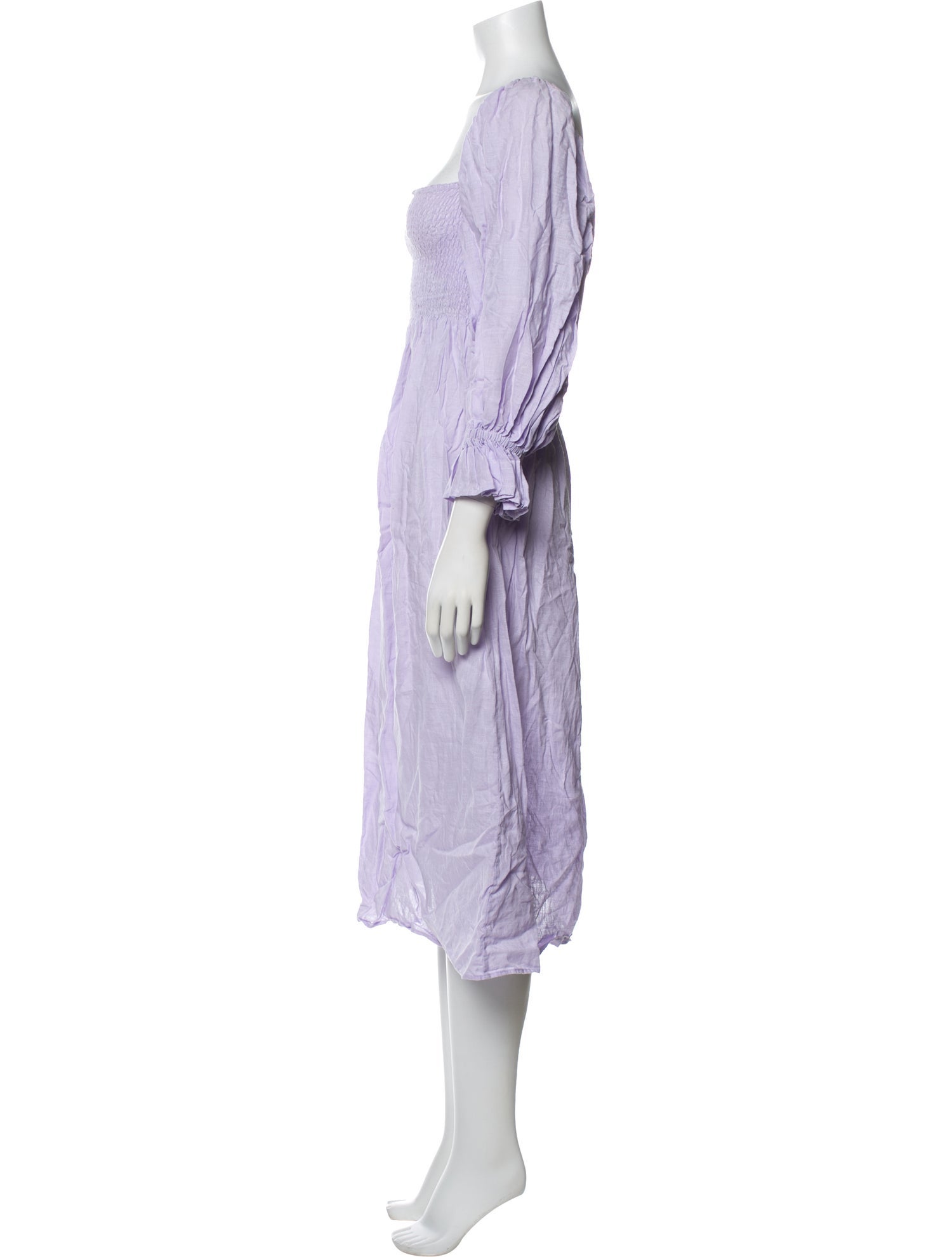 purple linen midi dress Purple Linen Midi Dress: Deep V Back, Oversized Fit With Belt