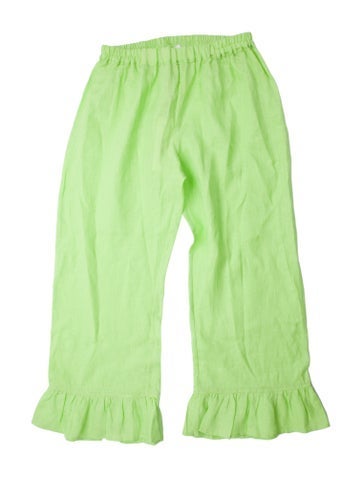 Pre-owned Sleeper Linen Wide Leg Pants In Green