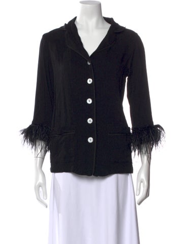 Pre-owned Sleeper V-neck Three-quarter Sleeve Top In Black