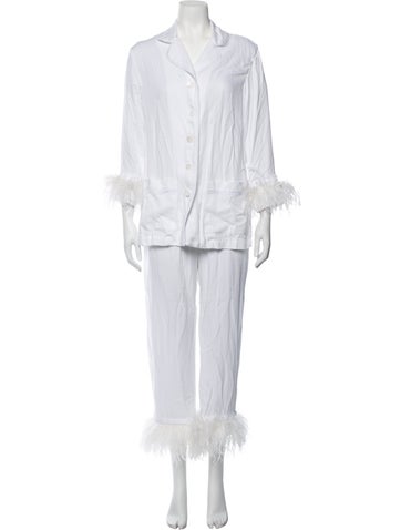 Pre-owned Sleeper Feather Trim Lounge Set In White